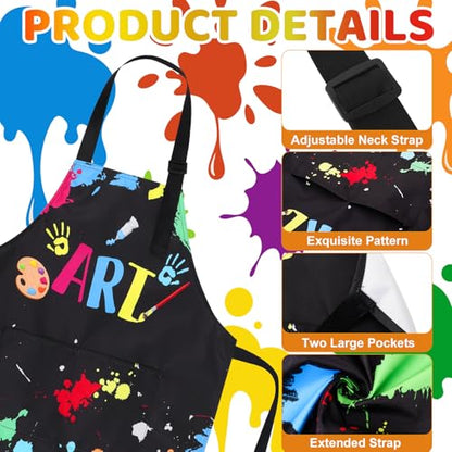 Artist Apron for Kids, Waterproof Painting Apron with Pocket | Artist Costume for Kids, Artist Painter Lover Gifts for Boys and Girls Art Student, Artist, Painter, Black, ART
