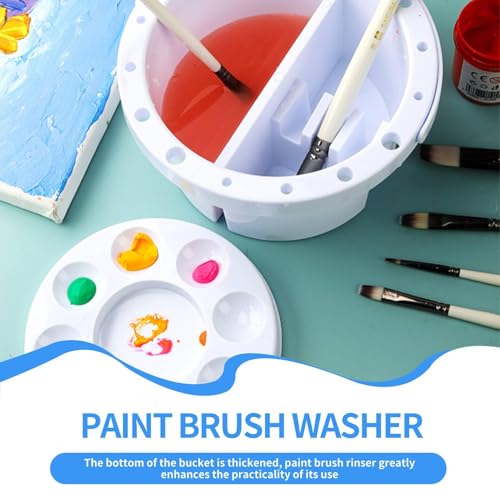 Paint Brush Cleaner Washer, Paint Brush Washer Multifunction Painting Brush Basin Holder and Organizer with Lid Palette and Handle Portable Painting Water Cup for Watercolor Acrylic Oil Art