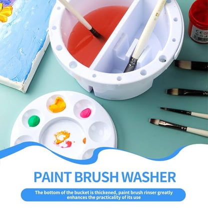 Paint Brush Cleaner Washer, Paint Brush Washer Multifunction Painting Brush Basin Holder and Organizer with Lid Palette and Handle Portable Painting Water Cup for Watercolor Acrylic Oil Art
