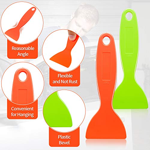 12 Pieces Plastic Spatula Putty Knife Air Bubble Remover Sticker Installation Tool Flexible Paint Scrapers for 3D Printing Resin Removal Vinyl Film Wrap Cleaner (Orange, Green) - color: Orange, Green