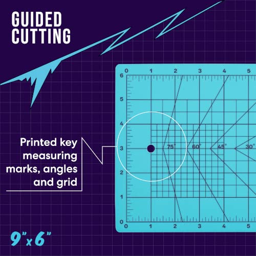 Zoid 9" x 6" Self-Healing Cutting Mat, PVC Grid Mat, Crafting and Sewing Mat for Multiple Projects, Arts and Crafts, Silhouette Cutting, Cyan/Purple BP - style: 9" X 6"