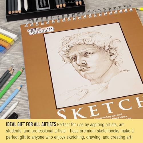 U.S. Art Supply 9"x12" Top Spiral Bound Sketch Book, 100 Sheets Each 2-Pack - size: 9-x-12-inch