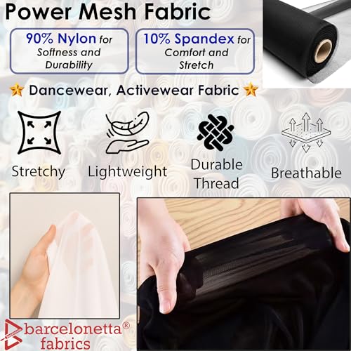 Power Mesh Fabric | 4-Way Stretch | Dancewear, Sportswear Fabric | 60" Wide | Lightweight, Sheer | 90% Nylon, 10% Spandex | for Sewing (5 Yards, Red) - color: Scarlet, size: 5 Yards