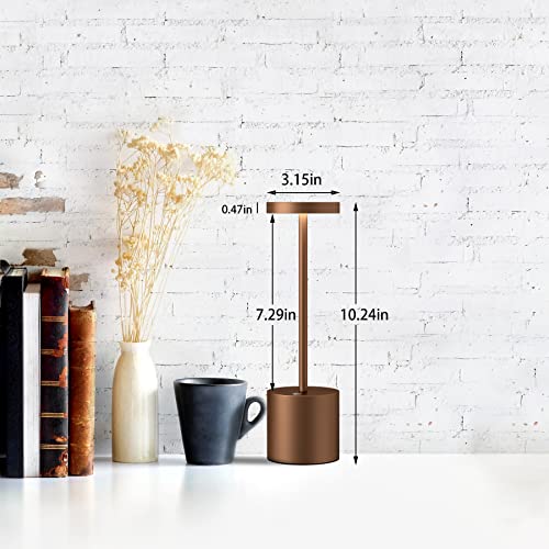 TBBGA LED Cordless Table Lamps Set of 2, 5000mAh Rechargeable Table Light | Portable Outdoor Table Lamp, 3 Color Stepless Dimming Battery Powered Lamp for Dinner/Patio/Restaurant/Bedroom (Brown) - color: Brown2