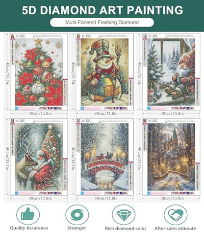 6 Pack Christmas Diamond Art Kits for Adults Christmas Diamond Painting Kit - color: 6 PC Christmas, size: 11.8x15.7in(30x40cm)