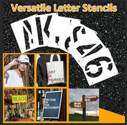 42 PCS Letter Stencils for Painting, Spray Paint Stencil | 2 Inch Alphabet Stencils for Crafts Reusable on Wood, Wall, Rock, Fabric, Sign, School DIY Art Projects - size: 2 Inch