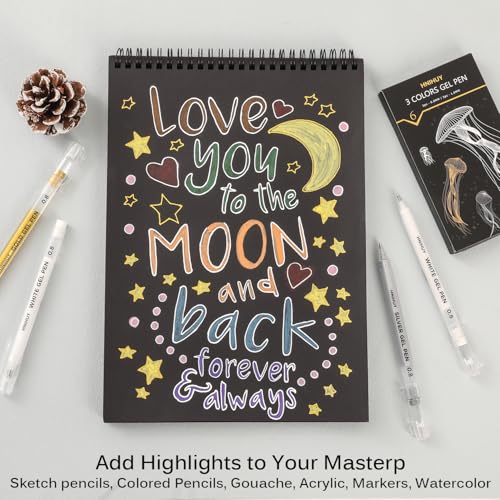 White Gel Pens, 0.8mm,1.0mm Fine Point Opaque Archival Ink Pens | Opaque White Archival Ink Pens for Black Paper Drawing, Sketching, Illustration, Bullet Journaling - color: Multicolor