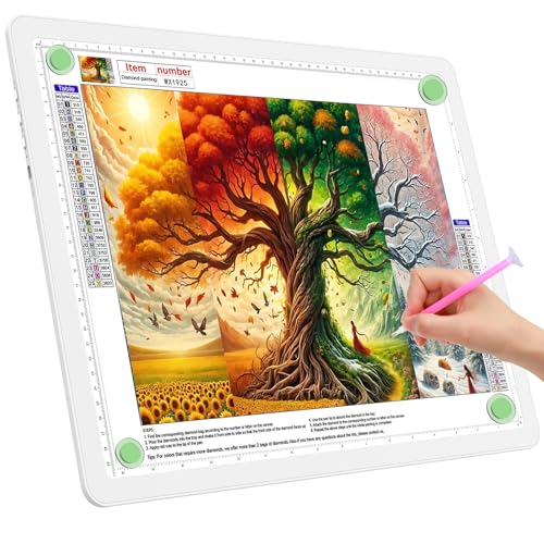 TOHETO A3 Light Board for Diamond Painting, Super Bright Magnetic Light Pad with Side Buttons, Lightbox for Tracing and Drawing, Corded Light Table for Sketching, Animation, Weeding Vinyl (White) - color: White, size: A3 without Bag