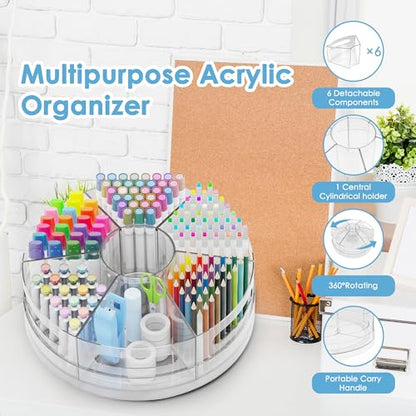 CraftGenes 2 Packs Rotating Clear Acrylic Pen Holder, Marker Organizer - size: 2 Packs