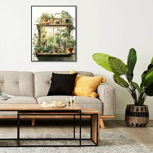 Ausanrl Plant Paint by Numbers with Frame Wooden Easel-Paint by Number Adult,Plant Paint by Numbers Framed Canvas,Adult Paint by Number Kits on Canvas Framed Gifts and Home Wall Decor 12x16inch - color: Plant B