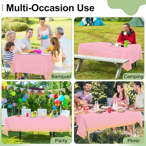 3 Packs Dot Disposable Table Cloth, 54 x 108 Inch Waterproof Plastic Tablecloth, Rectangle Gold Dots in Pink Table Covers for Picnic, Birthday, Party and Back to School - color: Gold in Pink, size: 54" x 108"