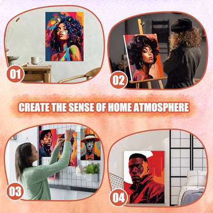 Sherr 20 Pcs Stretched Pre Drawn Canvas African American Canvas to Paint Afro Queen Black Art for Painting for Adults Outline Pre Drawn Stretched Cotton Art to Paint Party Set, 8 x 10 - style: Cool