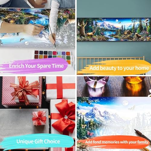 YALKIN Paint by Numbers Kit for Adults, Landscape Large Adults'paint-by-Number Kits on Canvas, DIY Acrylic Oil Painting by Numbers Kits, Perfect for Home Decor, Gifts 30x90CM /11.8x35.4in
