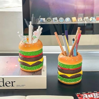 Hamburger Pencil Holder Cute Pen Holder for Desk, Stand Makeup Brush Holder, Decorative Organizer for Home Office School
