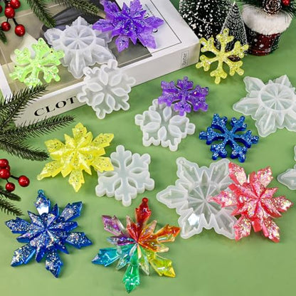 Resin Snowflake Molds, Set of 8 Sizes Snowflake Casting Molds - color: 8 Pcs Snowflake Silicone Mold