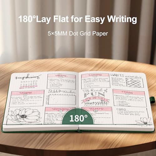 AHGXG Dotted Journal, 150 GSM Paper, 128 Pages, A5 (5.7'' X 8.3'') - color: Dark Green, style: A5-Dotted-150G