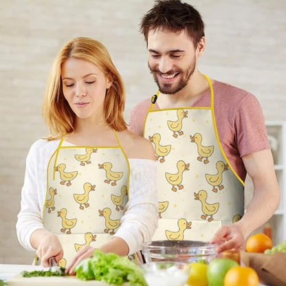 Apron with 2 Pockets,Kitchen Chef Artist Aprons for Cooking Gardening Baking Painting, Waterproof Apron 33" x 27" - color: Duck