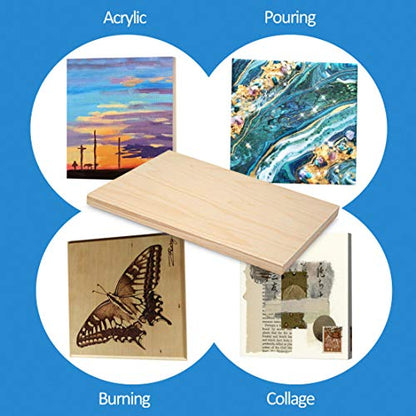 4 Pack 11x14’’ Unfinished Birch Wood Panels Kit for Painting | Studio 3/4’’ Deep Wooden Canvas, Cradle Boards for Acrylic Pouring, Encaustic, Crafts, Epoxy Resin, Laser Engraving Cutting - size: 11'' x 14'' Studio