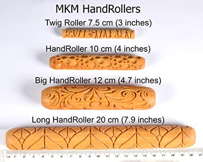 MKM Pottery Tools Wood Big Hand Rollers for Clay (BHR-01 Diagonal Basketweave) - color: BHR-01 Diagonal Basketweave