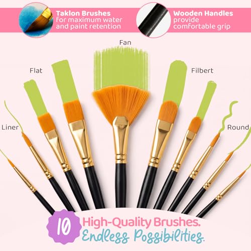 Chalkola Acrylic Paint Set for Adults & Kids - 56 Pcs Canvas Painting Kit with 32 Paints (22ml), 10 Brushes, 10 Canvases, Tabletop Easel, Palette, Knife - Professional Craft & Art Painting Supplies | 32 Acrylic Paints (22ml), 10 Brushes, 10 Canvases, Tabl