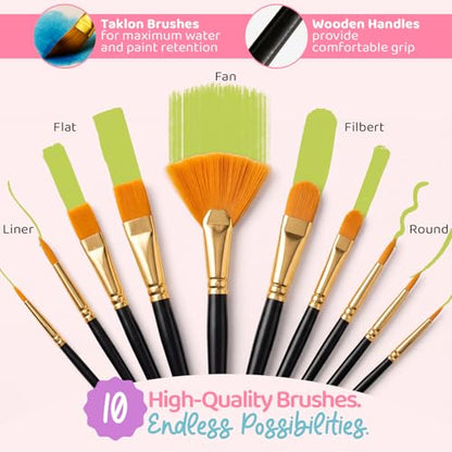 Chalkola Acrylic Paint Set for Adults & Kids - 56 Pcs Canvas Painting Kit with 32 Paints (22ml), 10 Brushes, 10 Canvases, Tabletop Easel, Palette, Knife - Professional Craft & Art Painting Supplies | 32 Acrylic Paints (22ml), 10 Brushes, 10 Canvases, Tabl