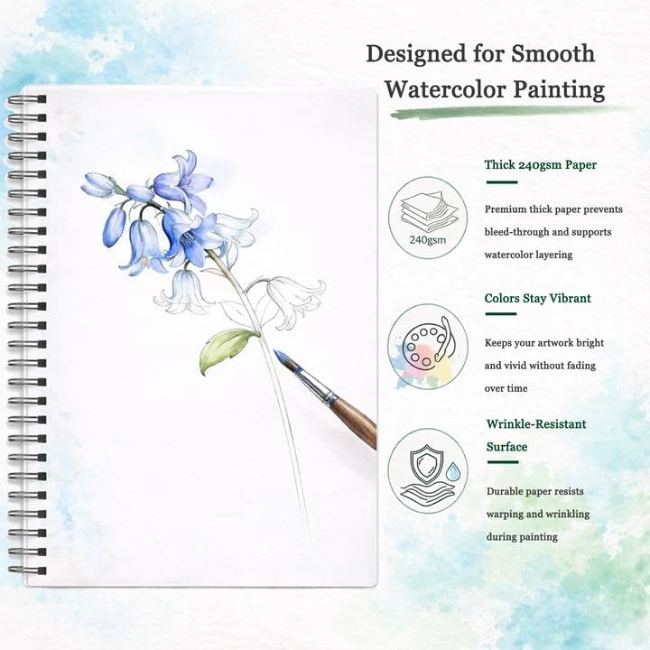 Watercolor Workbook for Beginners, Traceable Flower Outlines