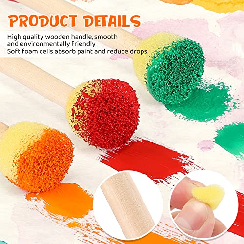 Sabary 100 Pcs Round Sponges Foam Brush Set Paint Sponge Brushes with Wooden Handle Sponge Painting Stippler Set DIY Painting Tools Stippling Kits for Arts and Crafts Acrylic(0.6 Inch) - size: 0.6 Inch