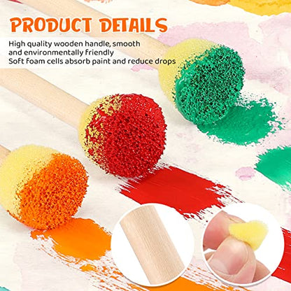 Sabary 100 Pcs Round Sponges Foam Brush Set Paint Sponge Brushes with Wooden Handle Sponge Painting Stippler Set DIY Painting Tools Stippling Kits for Arts and Crafts Acrylic(0.8 Inch) - size: 0.8 Inch