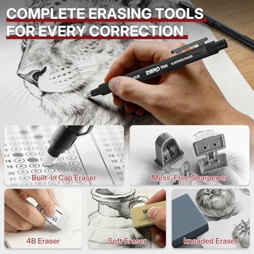 WUO Mechanical Pencil Set, 5 Pack Drafting Pencils 0.3/0.5/0.7/0.9/2.0mm | Mechanical drawing pencils, 312 lead refills, erasers/sharpeners for drafting, technical drawing, sketching, writing & art - color: Black, size: 0.3/0.5/0.7/0.9/2.0