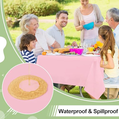 misaya 6 Packs Plastic Table Cloth Pink Disposable Tablecloth - color: Pink, size: 54" X 108"