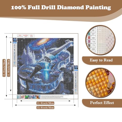 Violin DIY Diamond Art Kits for Adults, Winter 5D Diamond Painting Kits | Gem Painting, Dimond Art Paintings Kit, Full Drill Diamond Dot for Home Wall Decor 14 X 14 Inch - color: CM070