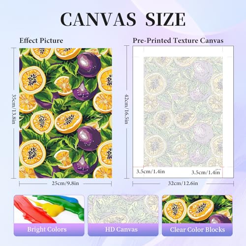 Okarina 6 Pack Paint by Numbers Kit for Adults & Beginners, Fruit Designs | Paint by Number Kits on Canvas without Frame, 10x14 Inch, DIY Painting Kit for Home Wall Decor, Gifts for Women & Men - color: OP6NFUS2504-04