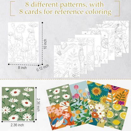 Cholemy 36 Pcs Paint and Sip Kit Gift for Adults 8''x10'',Flowering | Pre Drawn Canvas, Painting DIY Afro Acrylic Painting Kit, Wood Easel Brushes, Date Night Bulk, Summer Halloween Party - style: Flowering