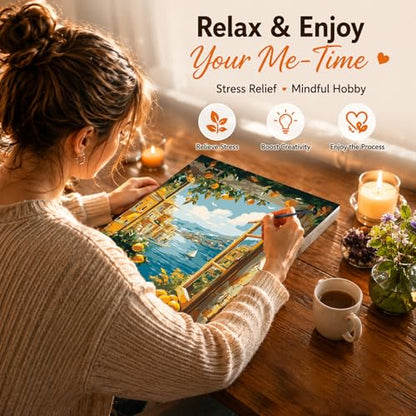AUKELHJ Paint by Numbers Kit for Adults Beginner, Window View, 16X20 Inch - color: 04-Landscape