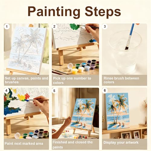 Gemozaic 4 Pack Beach Framed Paint by Numbers Kit for Adults, 8 x 12 Inch - color: BKH2385-BKH2388