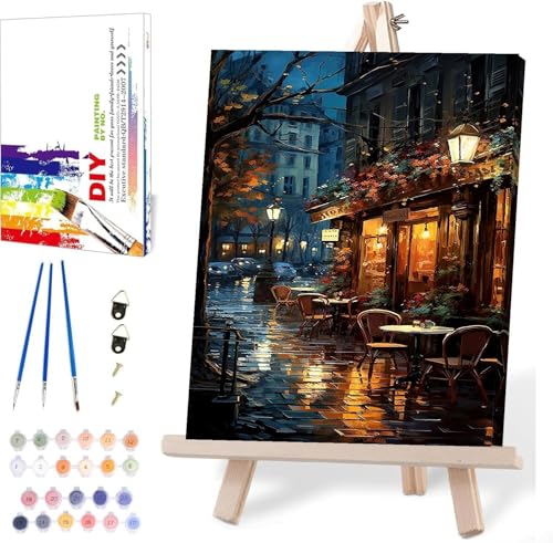 Paint by Numbers for Adults with Framed Canvas,Paint by Numbers Kits with Wooden Easel Drawing Paintwork ,DIY Acrylic Oil Painting Kits with Brushes Nice Gift Box for Home Wall Decor(12x16 Inch) - color: MT12335-Framed