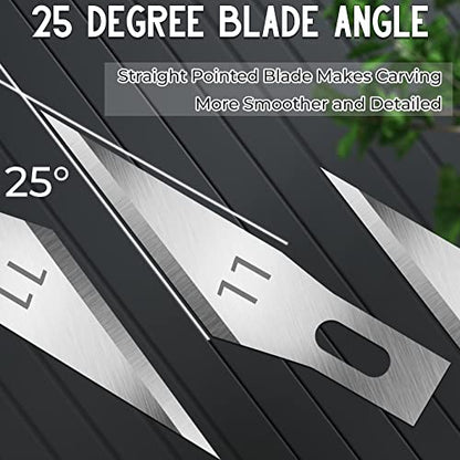 JETMORE 100 Pack Exacto Knife Blades, Hobby Knife Blades for Carving & DIY | Sharp SK5 edges come in a storage case, craft knife blades suit paper, vinyl and stencils, while hobby blades handle details - size: #11