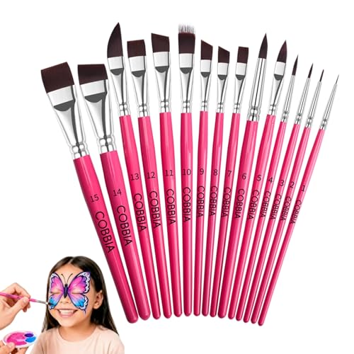 Face Paint Brush Set, 15pcs Artist Brushes for Body Face Painting,Acrylic Painting Watercolor Oil Gouache – Perfect for Artists, Performers, Party Makeup