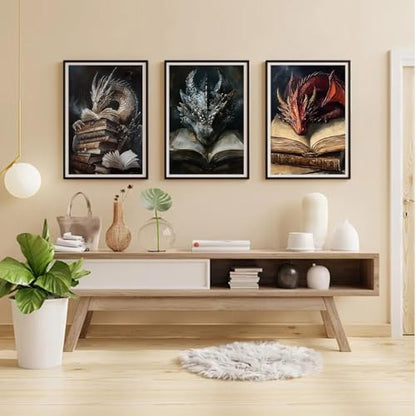 GOUOYANA Dragon Diamond Art Kits for Adults-3P Magic Book Diamond,Wall Art | Round Drill Dragon And Book Diamond Painting for Beginners DIY Rhinestone 5D Diamond dots(Gemstone Craft)Wall Art Gift12x16IN - color: DP01967