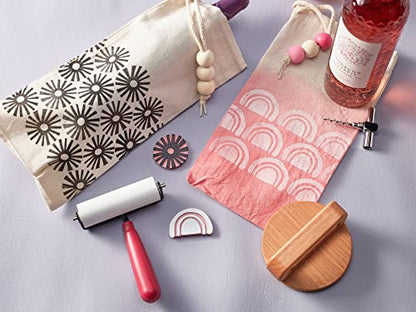 Speedball Block Printing Fabric Starter Kit, 7 Pieces – Includes Ink, Hard Brayer, Lino Handle and Cutters, Speedy-Carve Relief Carving Rubber - size: 7 Piece Fabric Kit