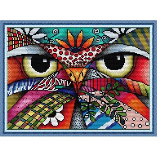 JOYSEWING Cross Stitch Kits Classic Series Stamped Embroidery Starter Sets for Beginners Modern Style DIY Home Decoration 11CT 3 Strands - Printed (Eagle（11CT) 19.69×14.96 inches - color: Eagle（Printed)19.69×14.96inches