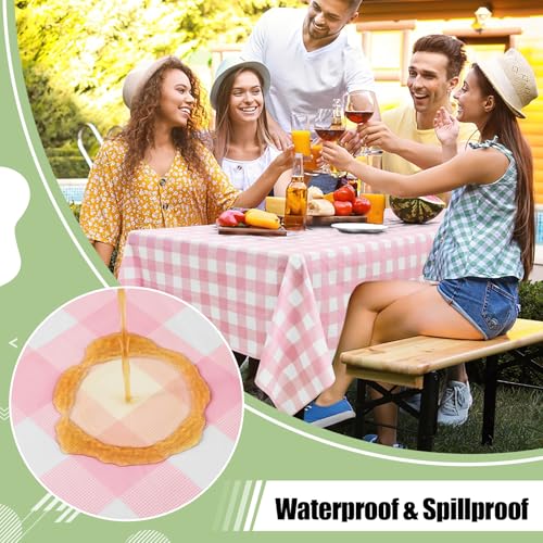 4 Packs Buffalo Disposable Table Cloth, 54 x 108 Inch Waterproof Plastic Tablecloth, Rectangle Pink and White Checkered Table Covers for Picnic, Birthday, Party, Back to School - color: Pink and White, size: 54" x 108" - 4 Pack