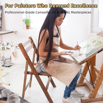4-Pack 24x24 Square Stretched Canvas Cotton for Oil & Acrylic (60 x 60 cm) | 380gsm 100% cotton, triple acid-free gesso, no bleed warp resistant, for mixed media - size: 4PK - 24"x24"