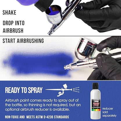 U.S. Art Supply Pearlized Blue Pearl Acrylic Special Effects Airbrush Paint - 8oz Ready to Spray Air Brush Paint for Nails, Models, Fabric - Water-Based Air Brush Painting - color: Blue Pearl, size: 8 Fl Oz (Pack of 1)