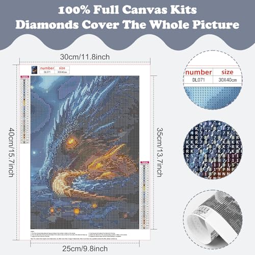 SENQAO 5D Dragon Diamond Painting Kits for Adults, Dragon Diamond Art Kits for Adults Beginner, DIY Full Drill Diamond Dot Gem Painting for Home Wall Decor 12x16 inch - color: dragon - 04