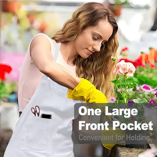 Chef Apron with Pocket for Men Women Server Butcher Work, 5 Pack - color: White