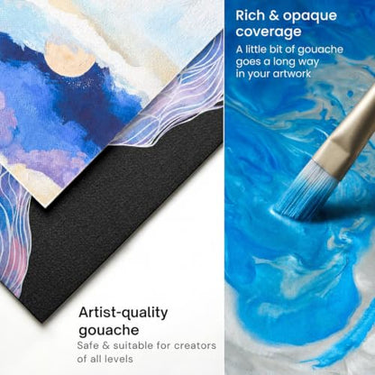ARTEZA Gouache Paint, Set of 24, 12ml/0.4 US fl oz Gouache Paint Tubes, Gouache Set for Adults and Students