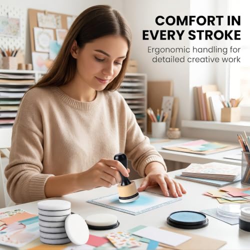 Brown Blending Tool,Art Supplies for Distressing Blending and More Control of Ink Placement Compact No More Inky Fingers,Mini Round Ink Blending Tool,Versatile Inking Tools Drawing,Art Blenders