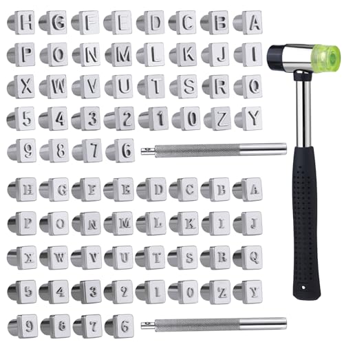 Wonvoc Leather Stamping Tools, 75 Pcs Leather Carving Tools - color: letters+numbers*2 sets