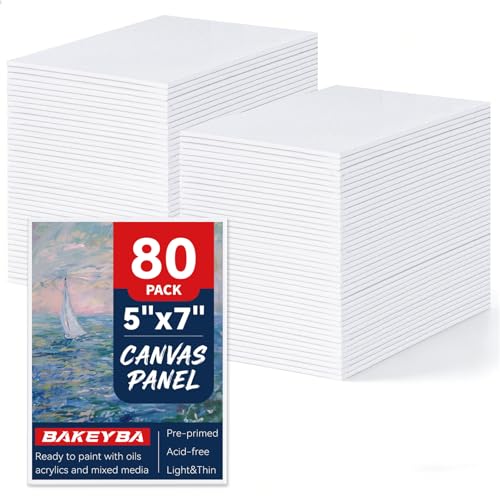 80 Pack 5x7 Inch Canvas Boards Small Canvas Panels for Kids Painting - size: 5"x7"- 80pcs